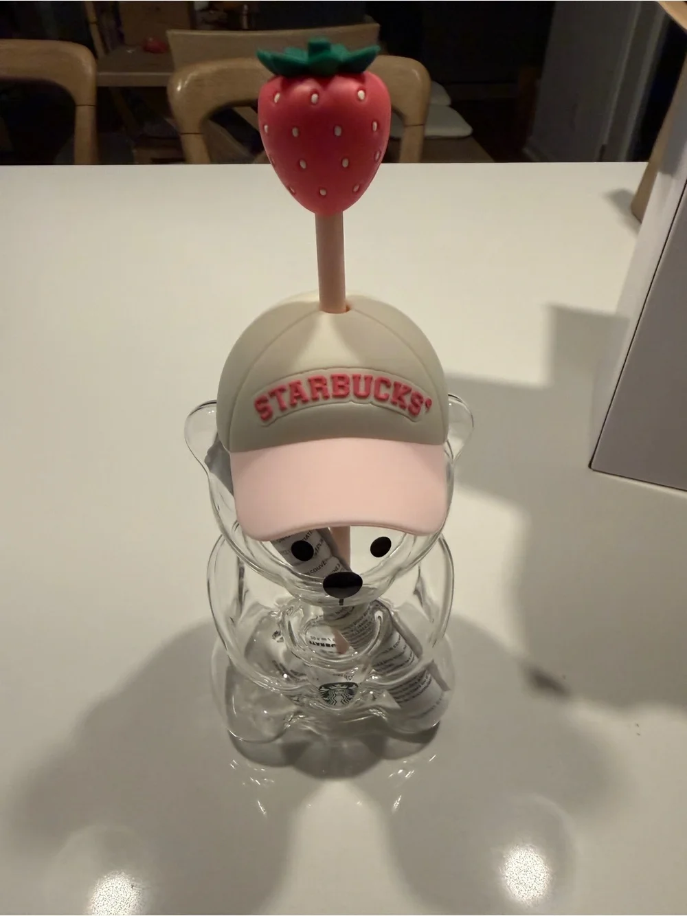 Starbucks Bundle Strawberry Bearista Cup and Wristlet Pouch with Charm Keyring